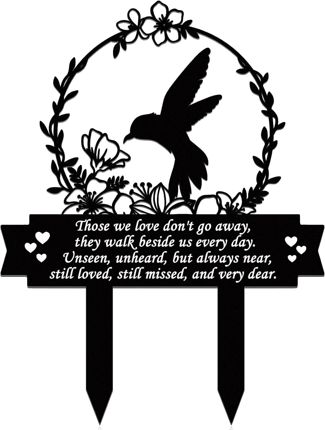 Decorative Garden Stakes - Geelin Memorial Stakes Cemetery Decorations for Grave Hummingbird Grave Marker Memorial Plaques Bird Flower Memorial Gift for Loss of Mother Father Outdoors Yard Garden Decor