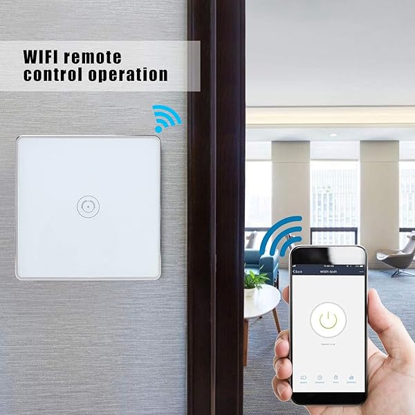 Smart Switch Smart WiFi Light Switch Funciona con Alexa Echo dot Google Home IFTTT Roqi y iOS Siri corriente nominal de 10A certificacin de producto CE FCC y ROHS estndar britnico material