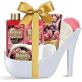 Spa Luxetique Gifts for Women High Heel Gift Set for Women 8pcs Bath Sets Romantic Rose Home Spa Kits for Wife Girlfriend Mom Grandma Valentines Day Gifts for Her