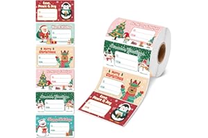 GRADESIN 480 PCS Christmas Gift Tags, Cute Self Adhesive Gift Tags, Christmas Presents Stickers Name Labels Sticker for Wrapping Paper Xmas Birthday Holiday Decor