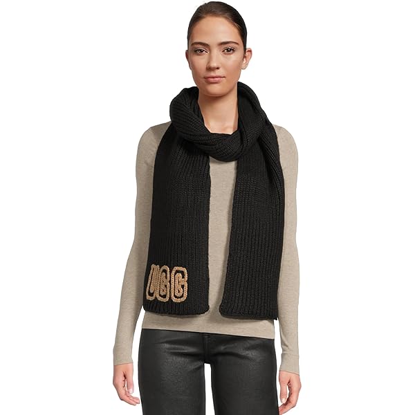 UGG Unisex Chunky Rib Scarf Black One Size at Amazon Women's