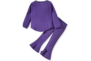 Aalizzwell Toddler Girl Flare Pants with Slit Outfit for 2T - 5T