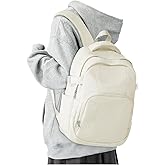 weradar Cute Backpacks for School Women Men, Lightweight Casual Daypack College Backpack,Simple Middle Students Bookbag, Waterproof High School Bag for Teens Girls Boys(beige)