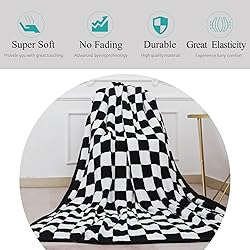 GCQC Checkered Throw Blanket, Knitted Checkerboard