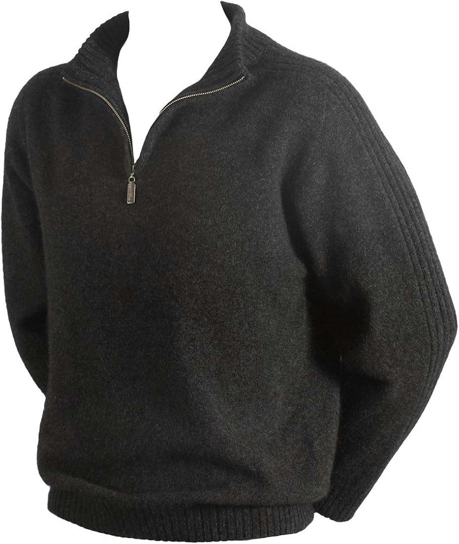New Zealand Wool/Brushtail Possum blend Short Zip Rib Sleeve Sweater at