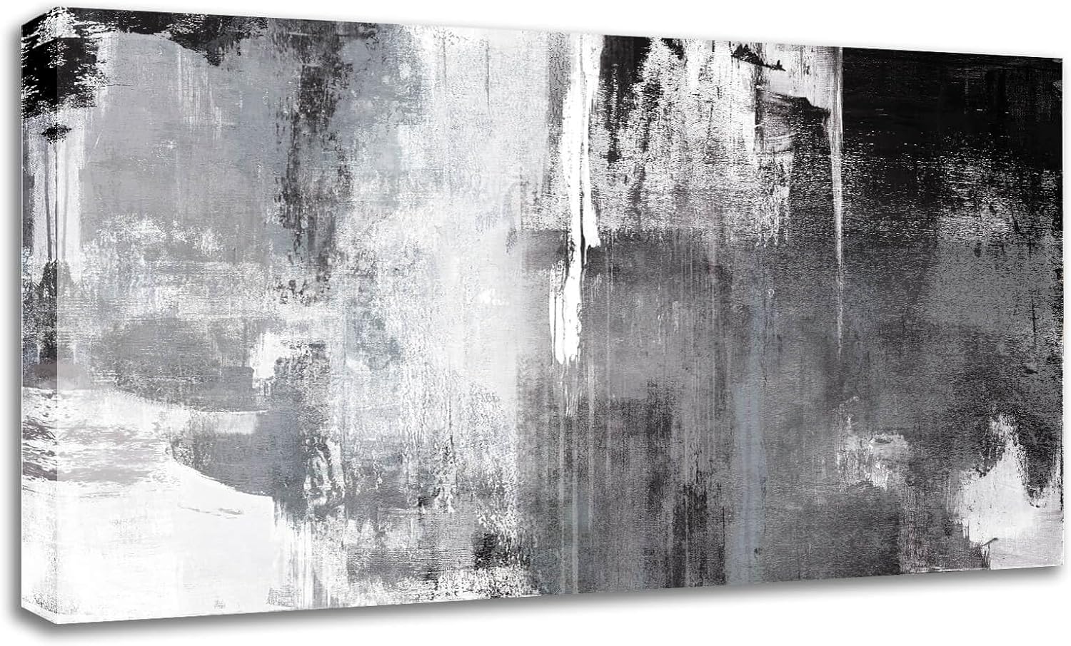 Paintings - Large Canvas Wall Art/Black And White Abstract Wall Art for Living Room/Hand-Painted Artwork Decor for Dinning Room Bedroom Hotel Office Kitchen 30x60 In