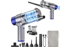 JONYJ Handheld Car Vacuum Cleaner Cordless, 16000PA Hand Held Vacuum Portable, 2 in 1 Air Duster and Mini Vacuum Cleaner Rechargeable with Led, Multi-Nozzles & Washable Filters for Home Office Car Pet