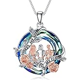 TOUPOP Sisters Gifts from Sister Necklace Sterling Silver Rose Flower with Crystal Jewelry Valentines Day Birthday Gifts for Women Best Friend Friendship