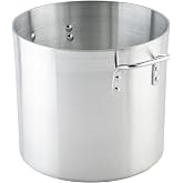 Winco 20 qt Aluminum Heavy-Duty Stock Pot | Thick walls, Riveted handles, Wide base, Great for Stocks, Soups, Pasta and Batch Cooking
