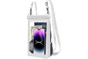 JANMITTA Universal Oversized Floating Waterproof Pouch with Lanyard,Underwater Dry Bag for iPhone 15 14 13 12 11 Pro Max XS XR X,Samsung Galaxy S24,Google Pixel 9/8,Float Case Vacation Essential,White