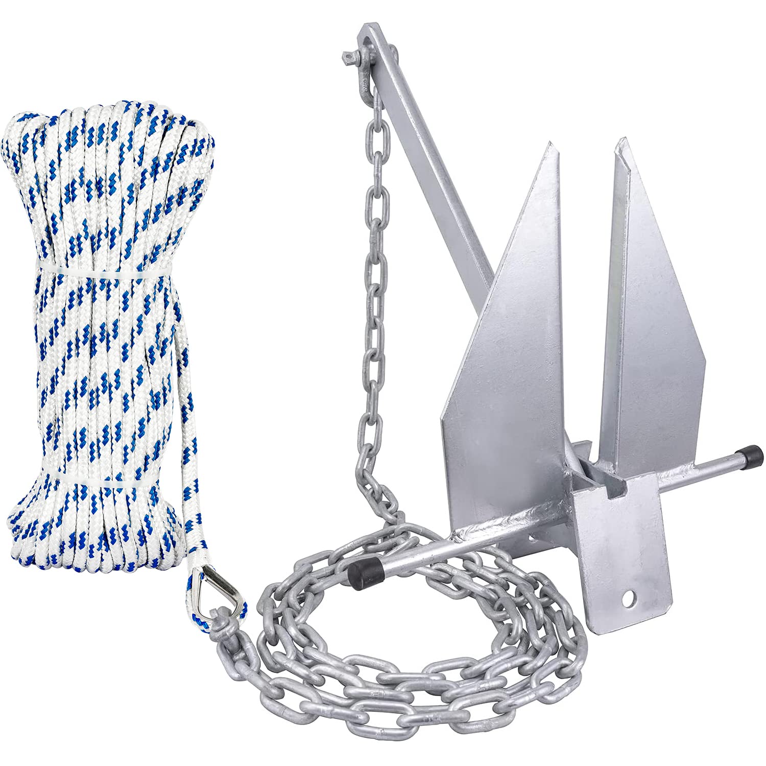Photo 1 of Young Marine Portable Galvanized Fluke Style Anchor Kit Includes Galvanized Fluke Anchor, Rope, Shackles, Chain 8LB 10LB (13 LB)