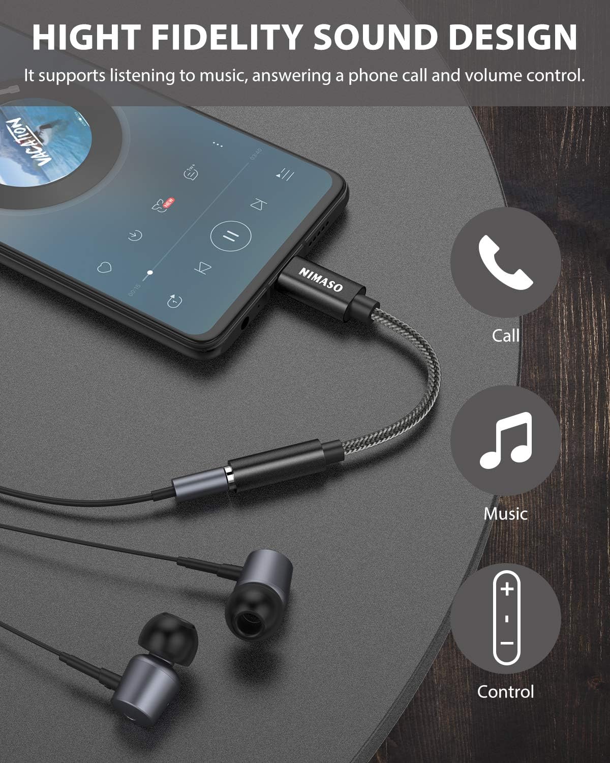 USB C to 3.5mm Headphone Adapter[2 Pack],NIMASO Headphone Jack Adapter Type C to 3.5mm Audio Cable Compatible with Samsung Galaxy S20 ,Pixel 4/3/2 XL,Huawei P40/P30 Pro/P20,Oneplus 7 and More: Electronics