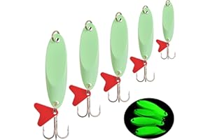 OROOTL Fishing Spoon Lures Long Distance Casting Spoon Fishing Lure Jig Glow Cast Metal Spoon 1/5oz-2oz Hard Metal Spoon Lures for Saltwater Freshwater Fishing