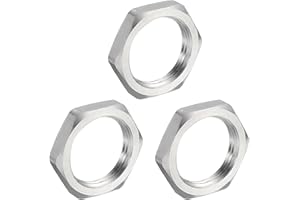 uxcell 3Pcs Cast Pipe Fitting Hex Locknut, 304 Stainless Steel Hex Lock Nut PT 1" Female Thread for Plumbing Fixed, Water Broom and Undercarriage Cleaner, 1.61"x0.31"(ODxT)