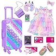ZITA ELEMENT American 18 Inch Doll Suitcase and Clothes Accessories Set, 12 Pcs Doll Luggage Travel Play Set Fit for 18 Inch Girl Dolls (NO Doll)