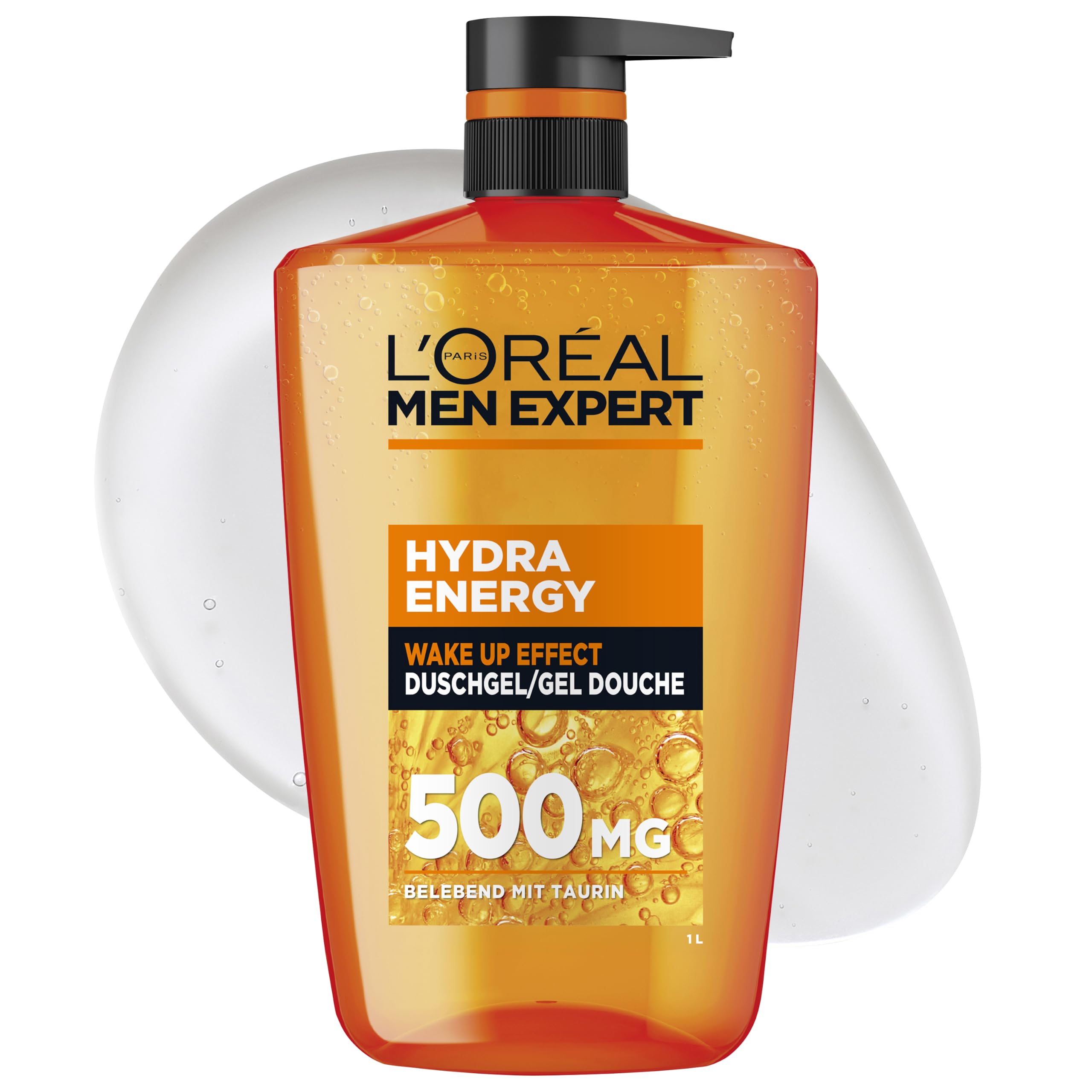 L'Oréal Men Expert 1L Duschgel und Shampoo für Männer, 3-in-1 Duschbad zur Reinigung von Körper, Haar und Gesicht, Herren Körperpflege für langanhaltende Frische mit Taurin, Hydra Energy, 1x1000 ml