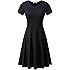 HUHOT Women Short Sleeve Round Neck Summer Casual Flared Midi Dress