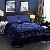 JML Fleece Blanket King Size, Heavy Korean Mink, 85 X 95 Inches, 9 Lbs, Soft and Warm, Thick Raschel Printed Mink for Autumn, Winter, Bed, Home, Gifts (Navy)