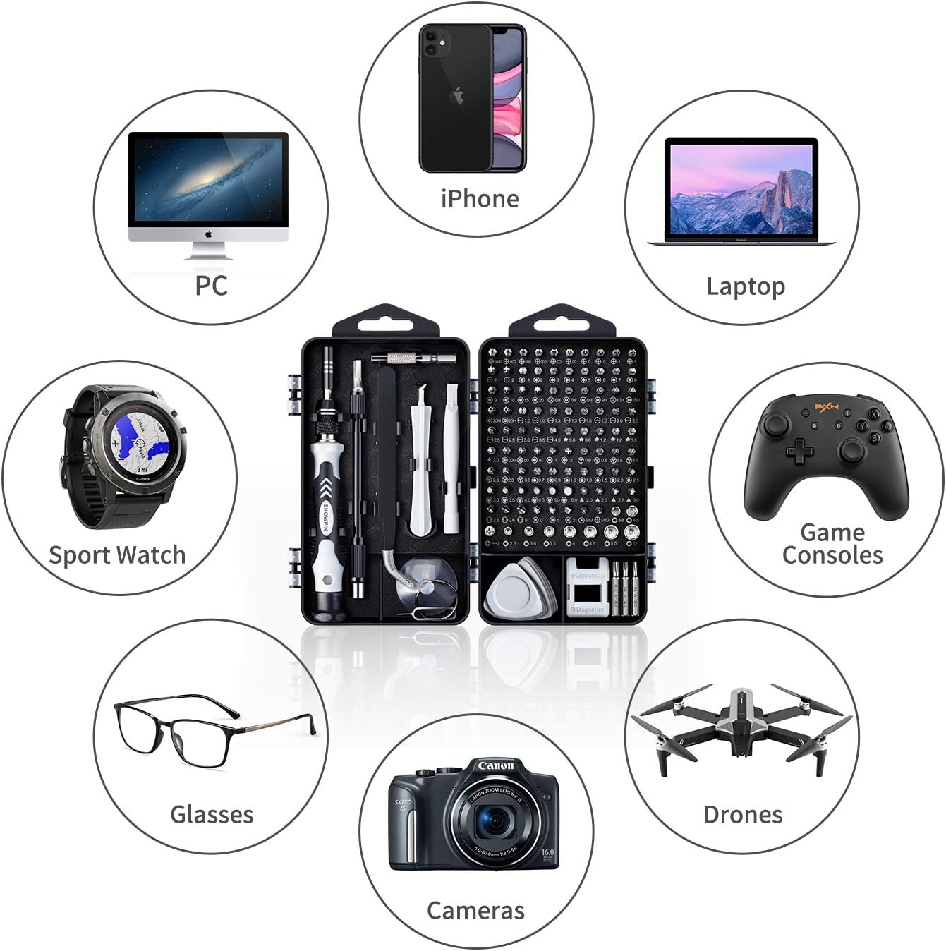 Computer Repair Kit, 122 in 1 Magnetic Laptop Screwdriver Kit, Precision Screwdriver Set, Small Impact Screw Driver Set with Case for Computer, Laptop, PC, for iPhone, Watch, Ps4 DIY Hand Tools -Grey: Computers & Accessories