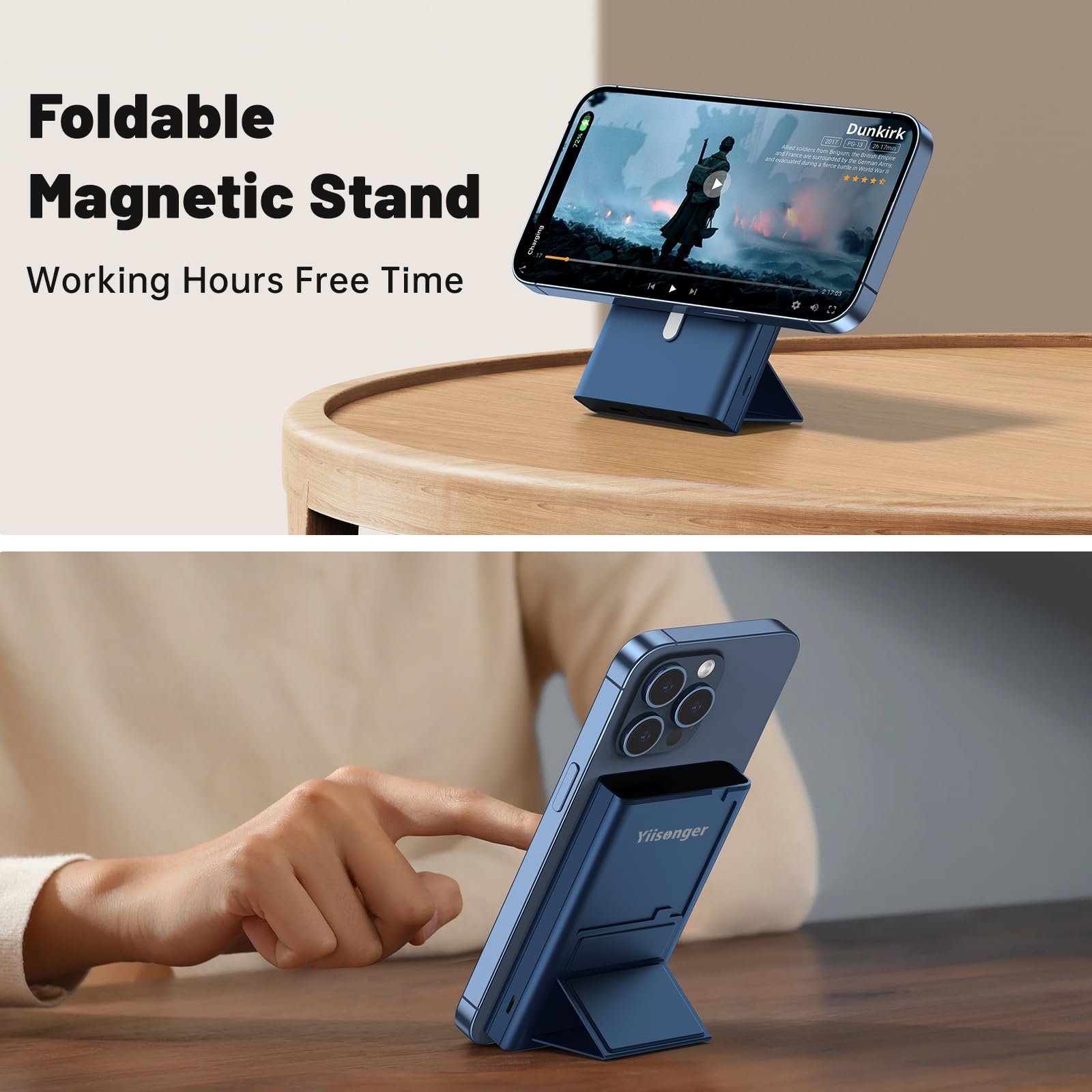 Yiisonger Magnetic Portable Charger - 10000mAh Wireless Power Bank with Stand and USB-C LED Display, Slim Magnetic Battery Pack 22.5W PD Fast Charging for iPhone 15/14/13/12/Pro/Mini/Pro Max