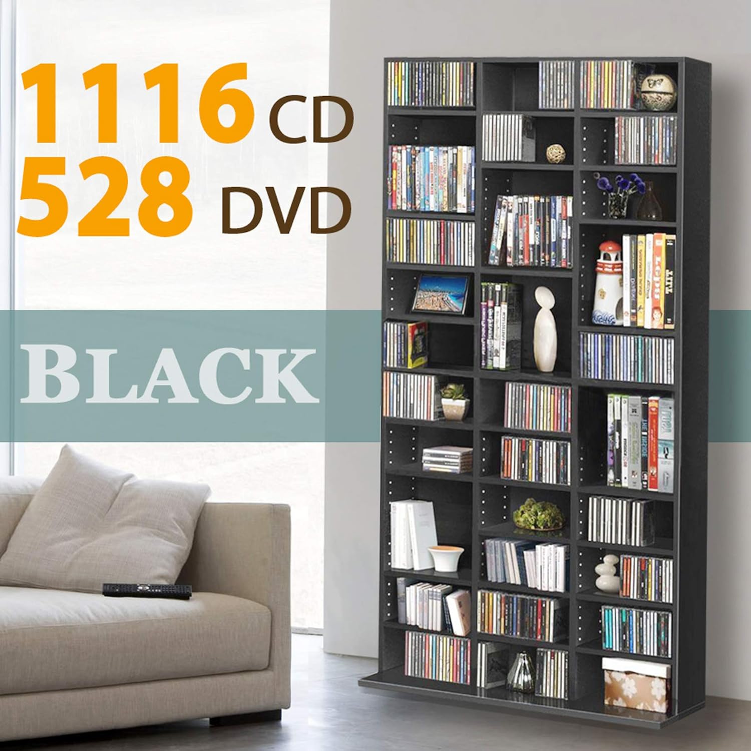 1116 Cd 528 Dvd Storage Shelf Rack Unit Adjustable Book Bluray Video Games Black Amazon Co Uk Kitchen Home