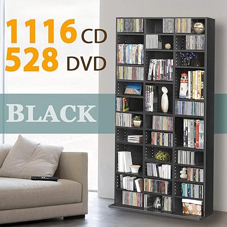 1116 Cd 528 Dvd Storage Shelf Rack Unit Adjustable Book Bluray Video Games Black By Lillyvale Amazon De Kuche Haushalt