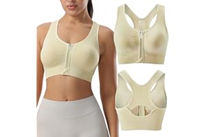 Senlinyoga Sports Bras for Women Zip Front Sports Bra Racerback Workout Bras Wirefree Padded Athletic Bras