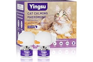 Yingsu Therapet MD Cat Diffuser for Multicat, Cat Calming Diffuser, Cat Pheromones Calming Diffuser, Relaxing Pheromone for Reduce Anxiety Relief Stress, 2 Diffusers 2 Refills