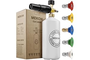 MEKOH Foam Cannon for Pressure Washer, 4000psi Car Wash Foam Gun, 1 Liter Foam Sprayer, Pressure Washer Soap Attachment with 1/4" Quick Connector, Snow Soap Blaster with 5 Nozzles for Car Detailing