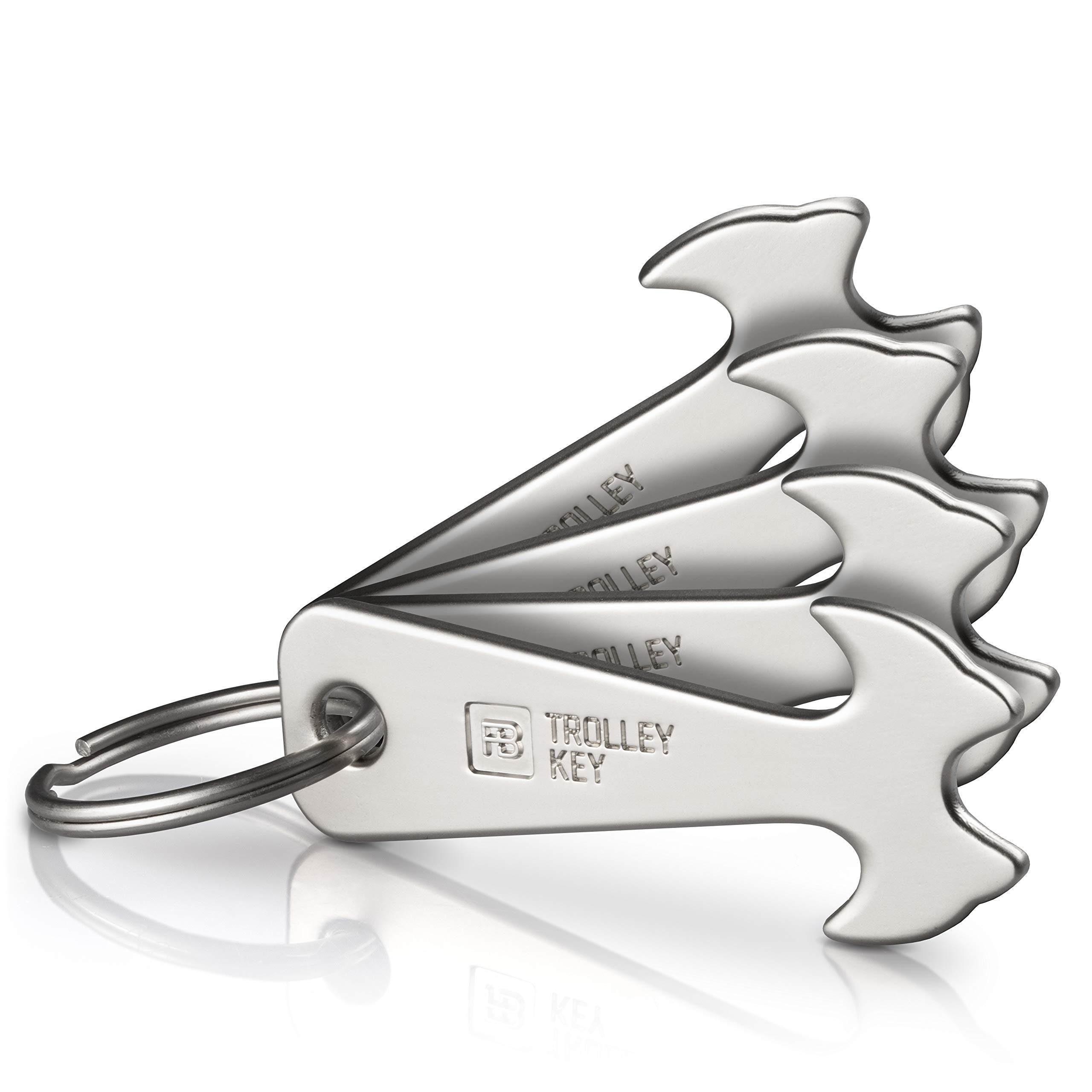 Fabach trolley key, shopping trolley remover, replaces shopping trolley tokens, metal key fob for key organisers and key chains, will not get stuck in a shopping trolley