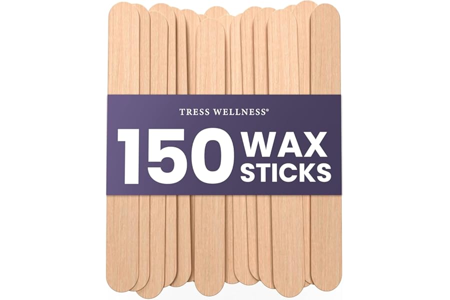 Tress Wellness – Waxing Sticks for Hair Removal – Premium Splinter-Free Wooden Sticks for Waxing, Wax Stick for Body and Face Waxing,150 Wax Sticks