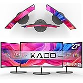 Kado Triple Monitor Setup - 3-Pack 27" 1920x1080 Curved Computer Monitor 1500R 75Hz VESA Mount HDMI Office Gaming Hybrid Sim Racing Built-in Speakers (C27 Trio Series)