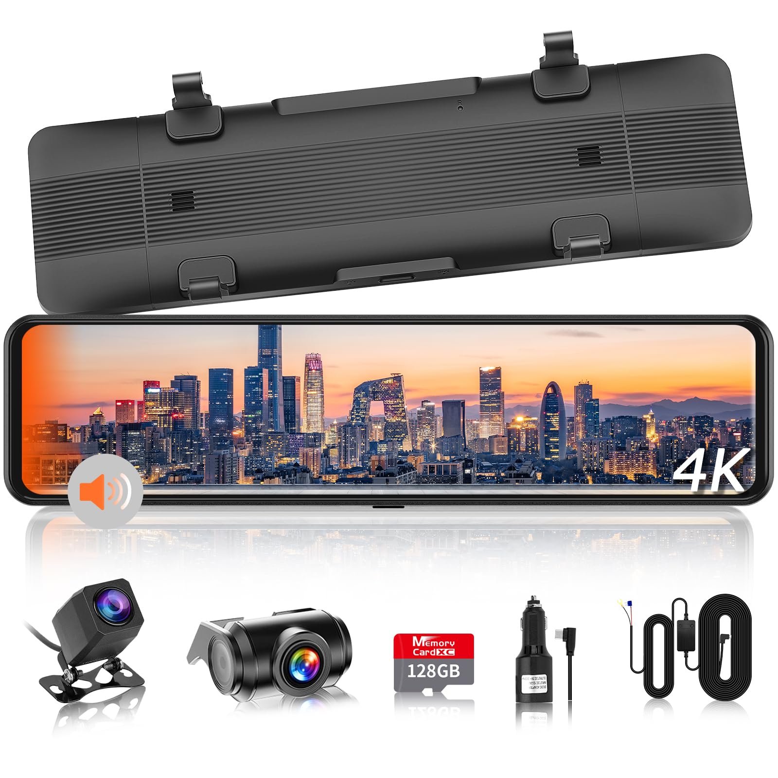 【2025再革新分離式・128GBカード付き・バックカメラ左右上下反転可・4K・BSD運転補助・LCA後方車両検出】SPADE ドライブレコーダー ミラー型 分離 IMX415センサー 800万画素 音声制御 WDR機能搭載 駐車監視 GPS搭載 電波干渉対策 暗視機能 録画再生可能 リアカメラ 防水 目眩防止ガラス デジタルインナーミラー タッチパネル ドラレコ 温度対策 日本語取説付 3年保証商品画像