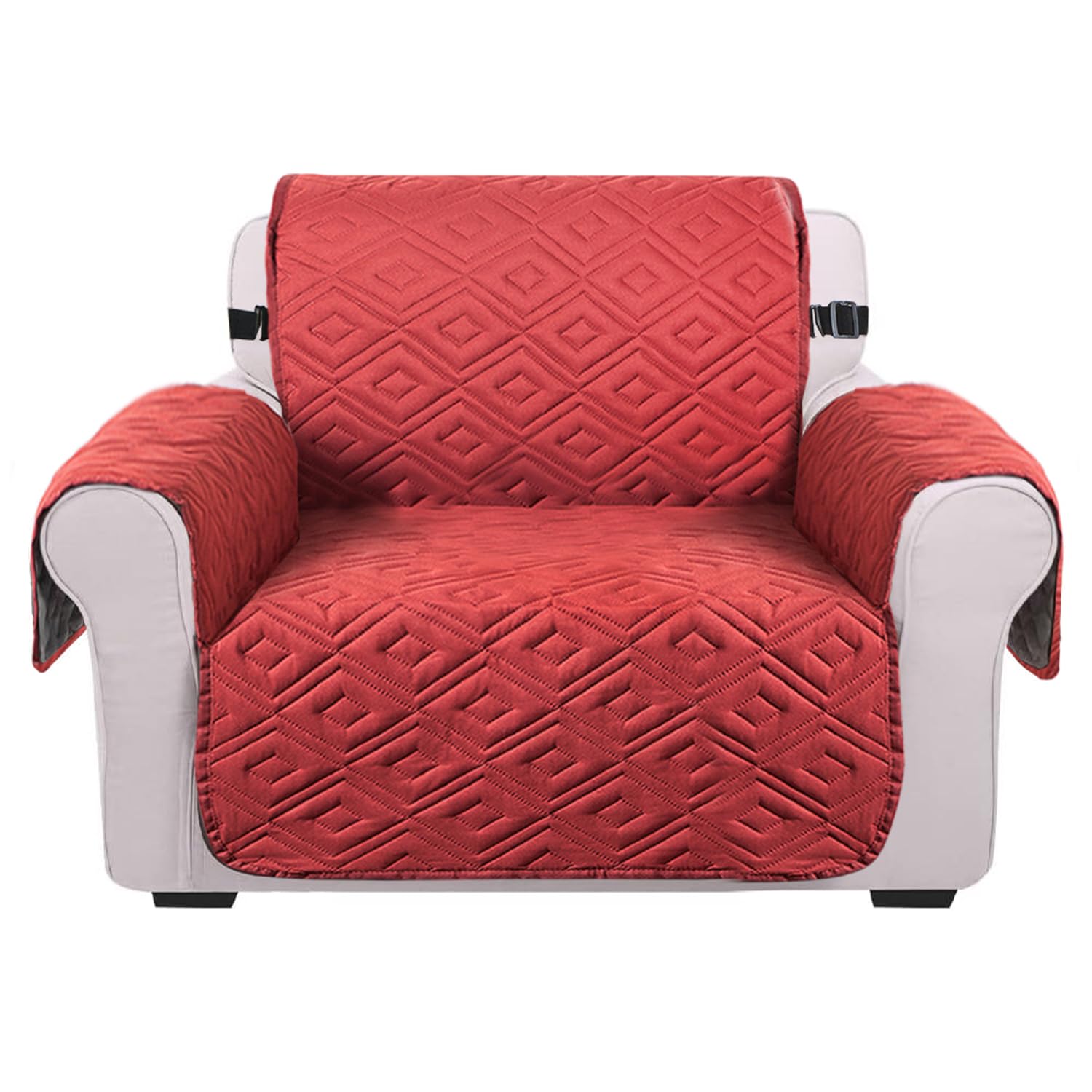 IR Imperial Rooms Sofa Cover 1 Seater Burgundy – Beige Non Slip 100% Water Resistant Sofa Slipcovers Reversible Quilted Sofa Protectors from Pets/Dogs, Adjustable Elastic Strap Couch Covers