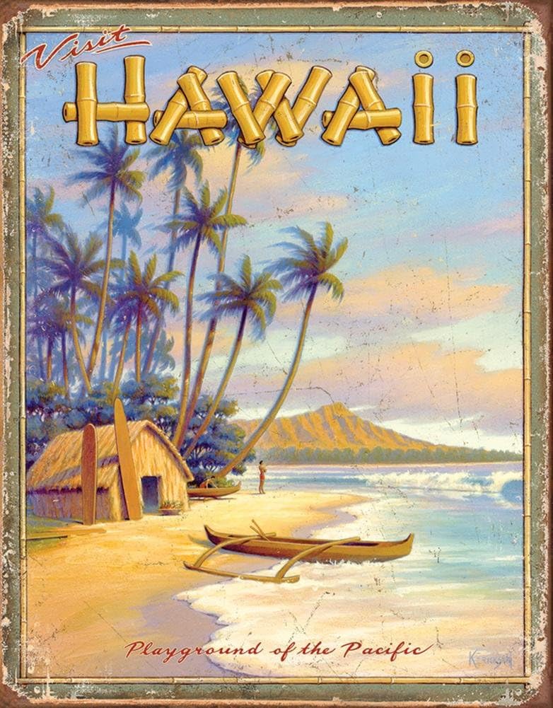 Hawaii - Playground Tin Sign 13 x 16in