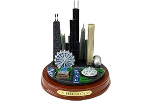 Great Chicago Gifts Chicago Skyline Color Resin Paperweight Sculpture - 4 3/4 inches
