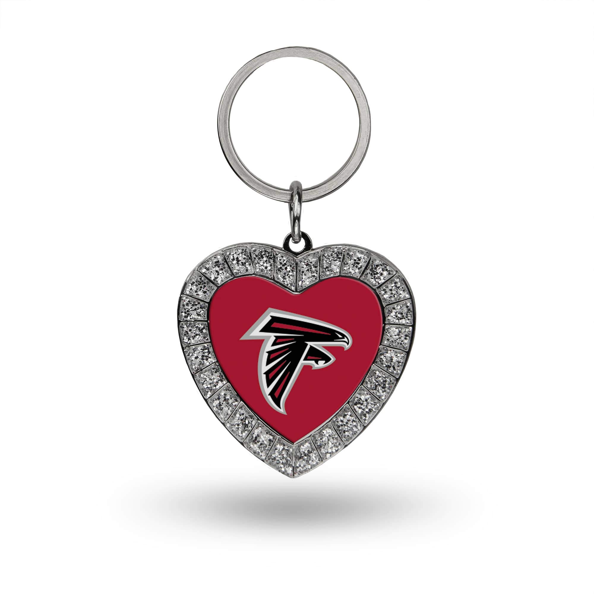 Rico Industries NFL Metal Rhinestone Heart Keychain, Atlanta Falcons, 1.38 x 3-inches