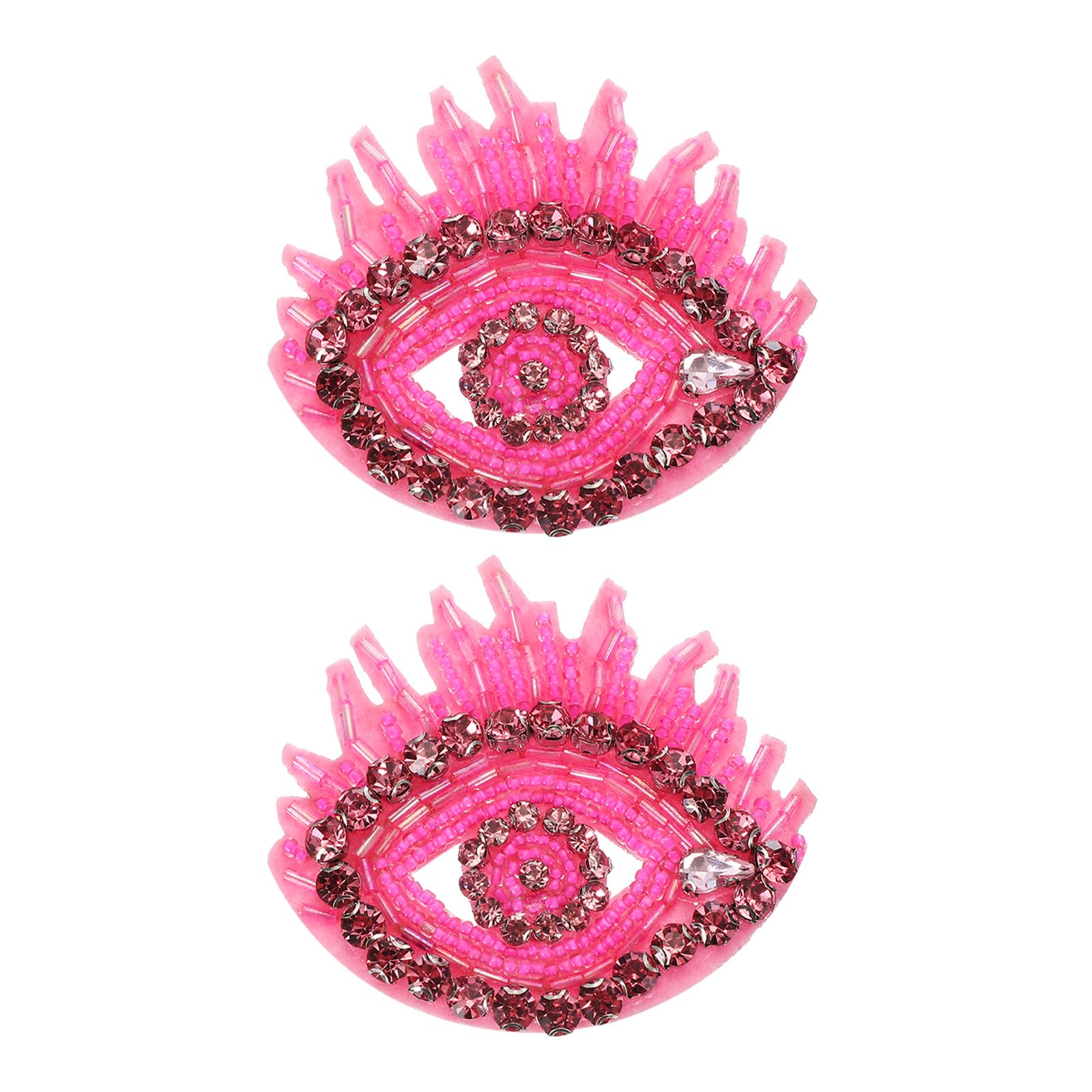 PATIKIL Evil Eyes Rhinestone Patches, 2 Pcs Evil Eyes Patches Sew on Applique Patches Rhinestone Applique Glitter Crystal Patches for Shoes Clothes Pants Bags Hats Shirts, Pink