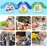 Vicloon Bibs with Sleeves 3 Pack Waterproof Long Sleeve Bibs Green/Blue view 6
