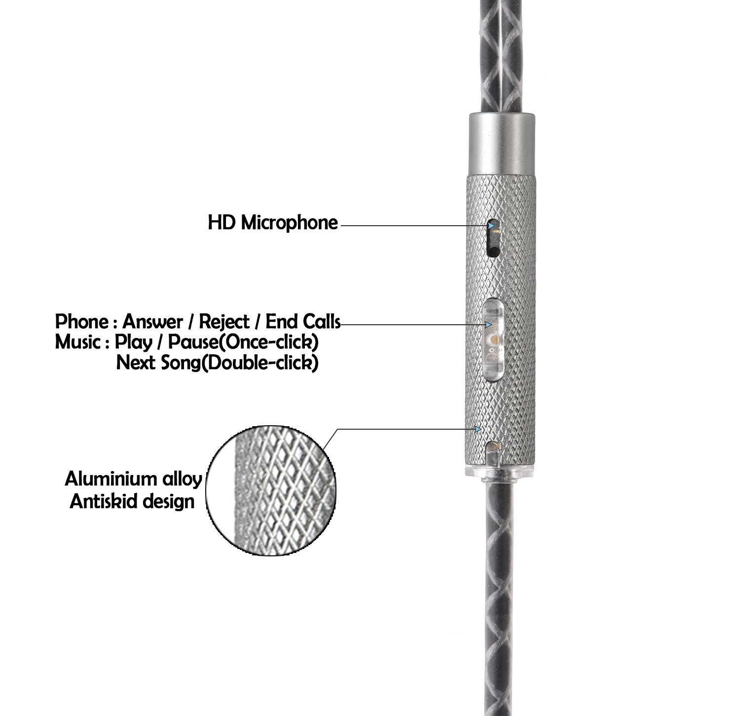 VirKech Premium Wood Headphones Noise-isolating In-ear HiFi Stereo Music Earbuds Headsets with HD Microphone