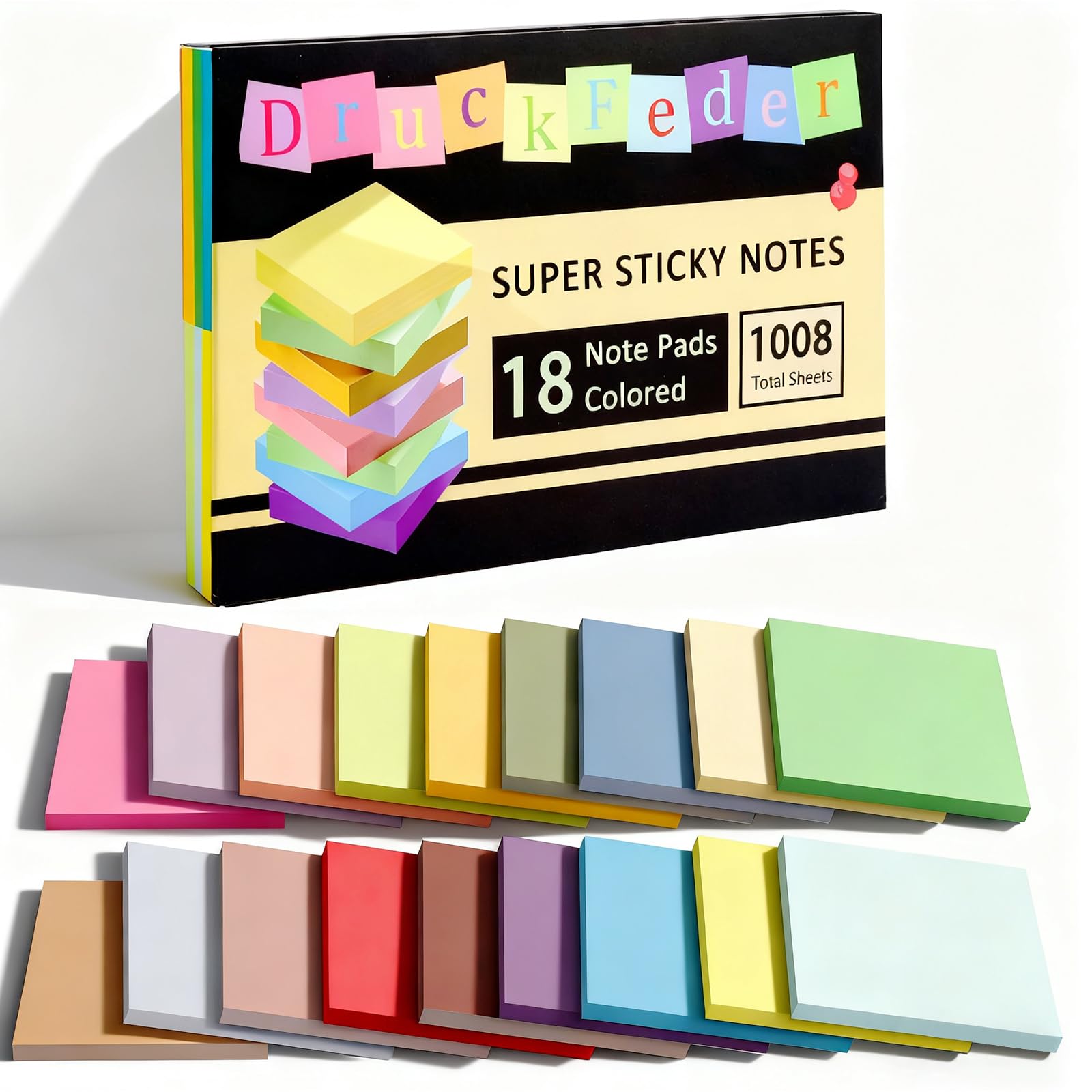 Photo 1 of (18 Pads) Sticky Notes 3x3 inch, Self-Stick Note Pads, 18 Colorful Sticky Note for School Supplies or Office Supplies