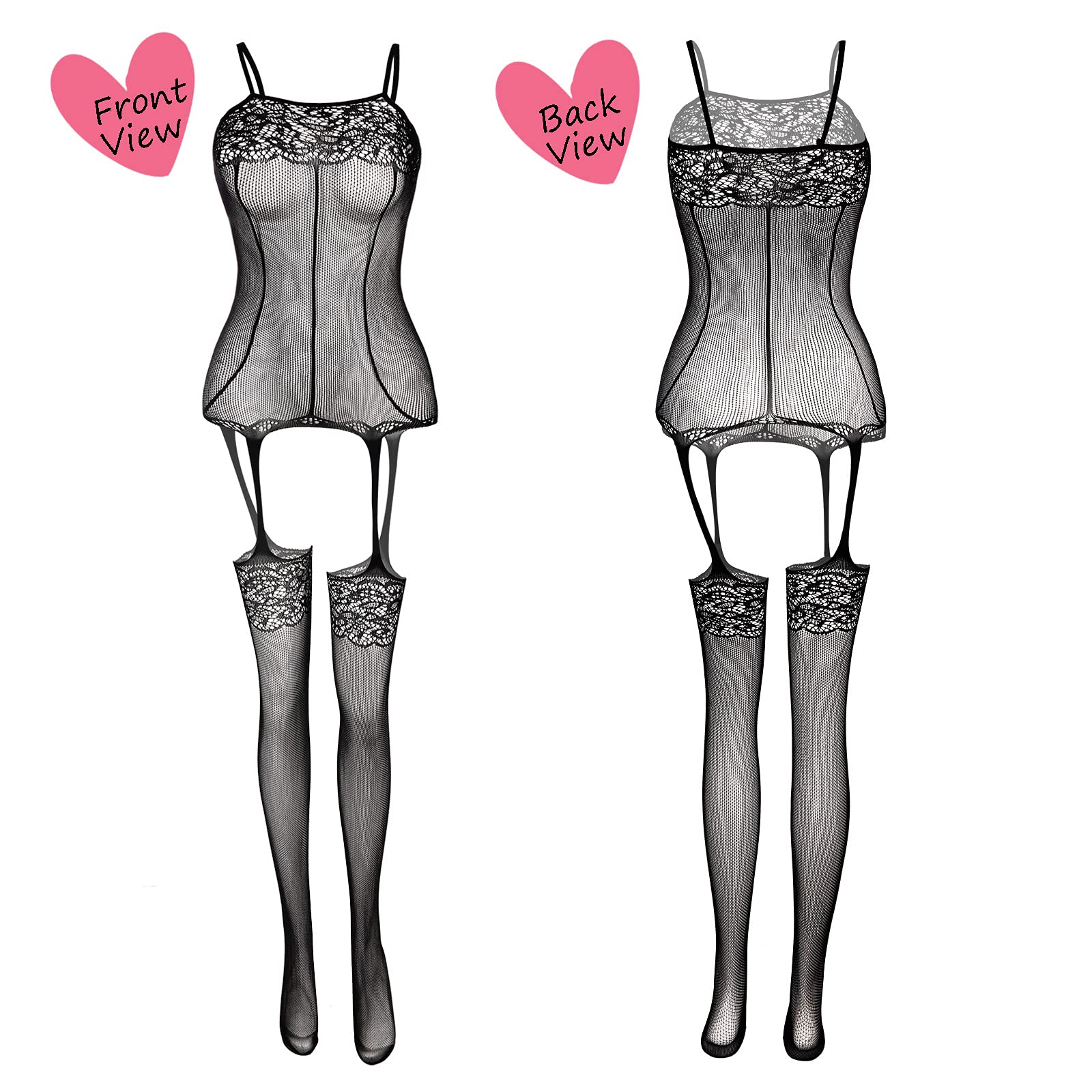 Women's Lace Stockings Lingerie Floral Fishnet Bodysuits Lingerie Nightwear for Romantic Date Wearing