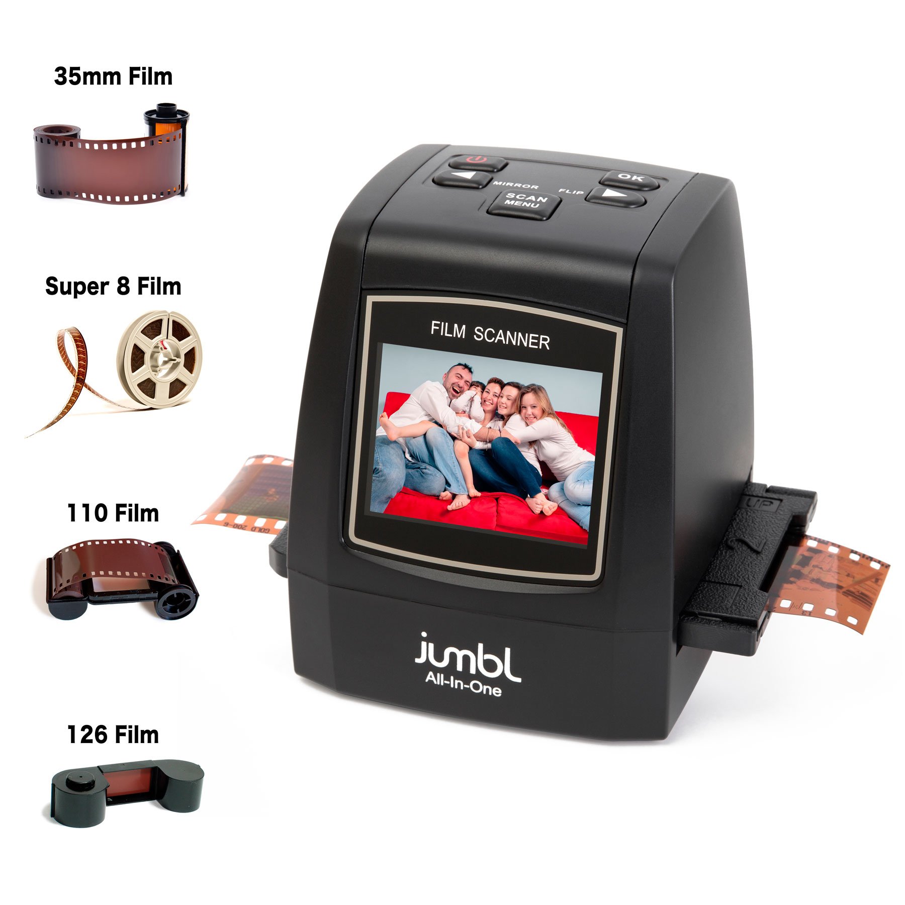 Jumbl 22MP Allin1 Film & Slide Scanner w/SpeedLoad Adapters for 35mm