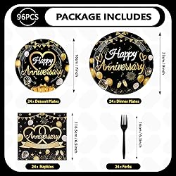 96 Pcs Happy Anniversary Decorations Disposable