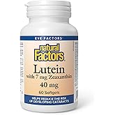 Natural Factors Lutein 40 mg with Zeaxanthin 7 mg, 60 Softgels, Antioxidants for Eye Health, Naturally Sourced from Marigold 