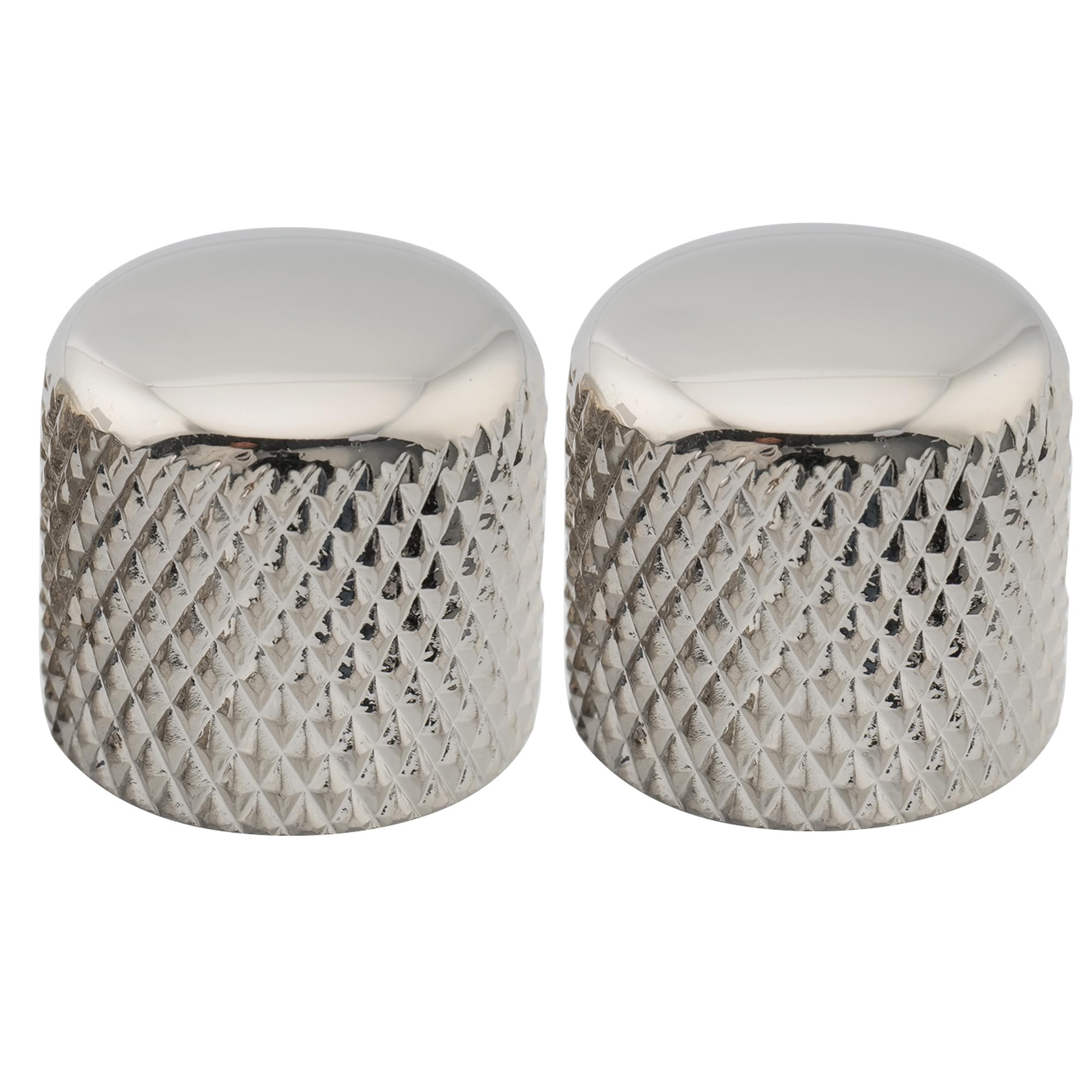 Musiclily Pro Inch Fine 24 Splines Steel Dome Knobs Push-on Control Knob 18mm for USA Electric Guitar or Bass, Nickel (Set of 2)