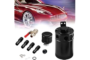 BAGARAATAN Universal 150ml Baffled Engine Oil Catch Can Reservoir Tank 3 Port ,Oil Catch Can Kit with 1 oulet + 2 intlet Compact Baffled Engine Oil Reservoir Tank with Breather Filter + Drain Valve