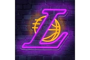 Akelever Laker Neon Sign, LED Signs for Wall Decor, Dimmable Sport Neon Sign Art Wall Signs, Basketball Neon Light for Bedroom Man Cave Party, Gifts for Los Angeles Laker Fans
