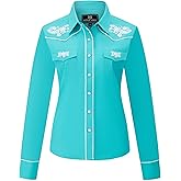 SALVAJE OESTE Women's Embroidered Western Cowboy Snap Front Long Sleeve Button Down Shirt