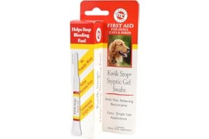Miracle Care Kwik Stop Styptic Gel Swabs for Dogs, Cats and Birds, 3 Single Use Applicators, Fast Acting Blood Stop with Pain Relieving Benzocaine